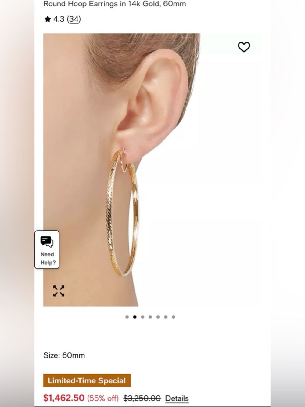 Gold Hoops 14K - Picture 6 of 7